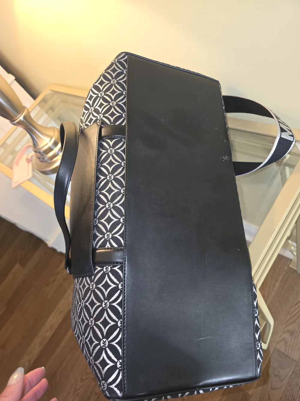 Michael Kors Black & White Geometric Logo Duffel Bag